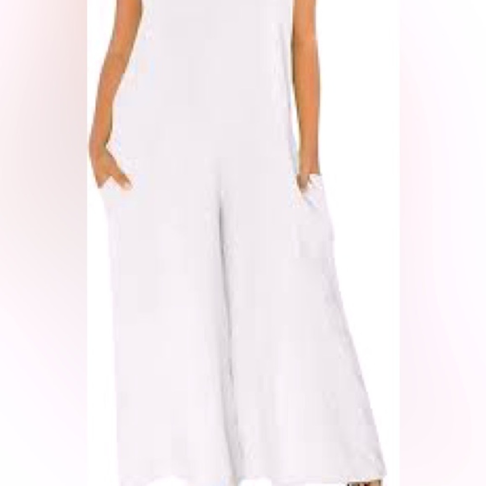Goa Beachwear White Jumpsuit Pool Coverup Casual Wear Pockets Whimsical Fairy